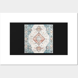 Natural Diamond Distressed Blue & Ivory Posters and Art